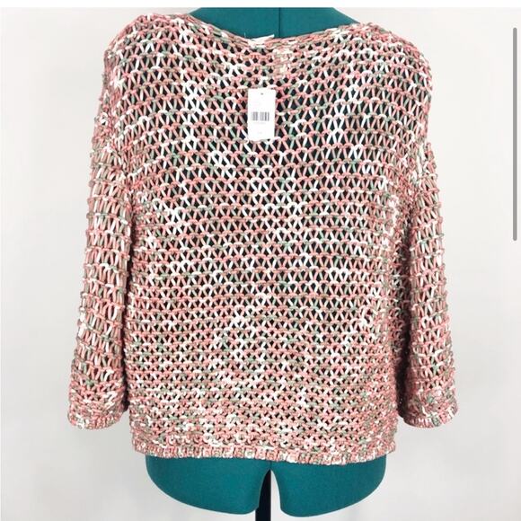 NWT Anthropologie moth open knit pink sweater - Picture 6 of 12